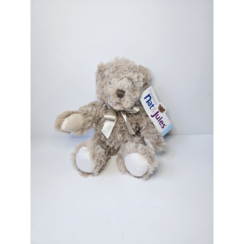 Demdaco Nat &‎ Jules plush teddy bear NWT Forever My Teddy 6" grey
